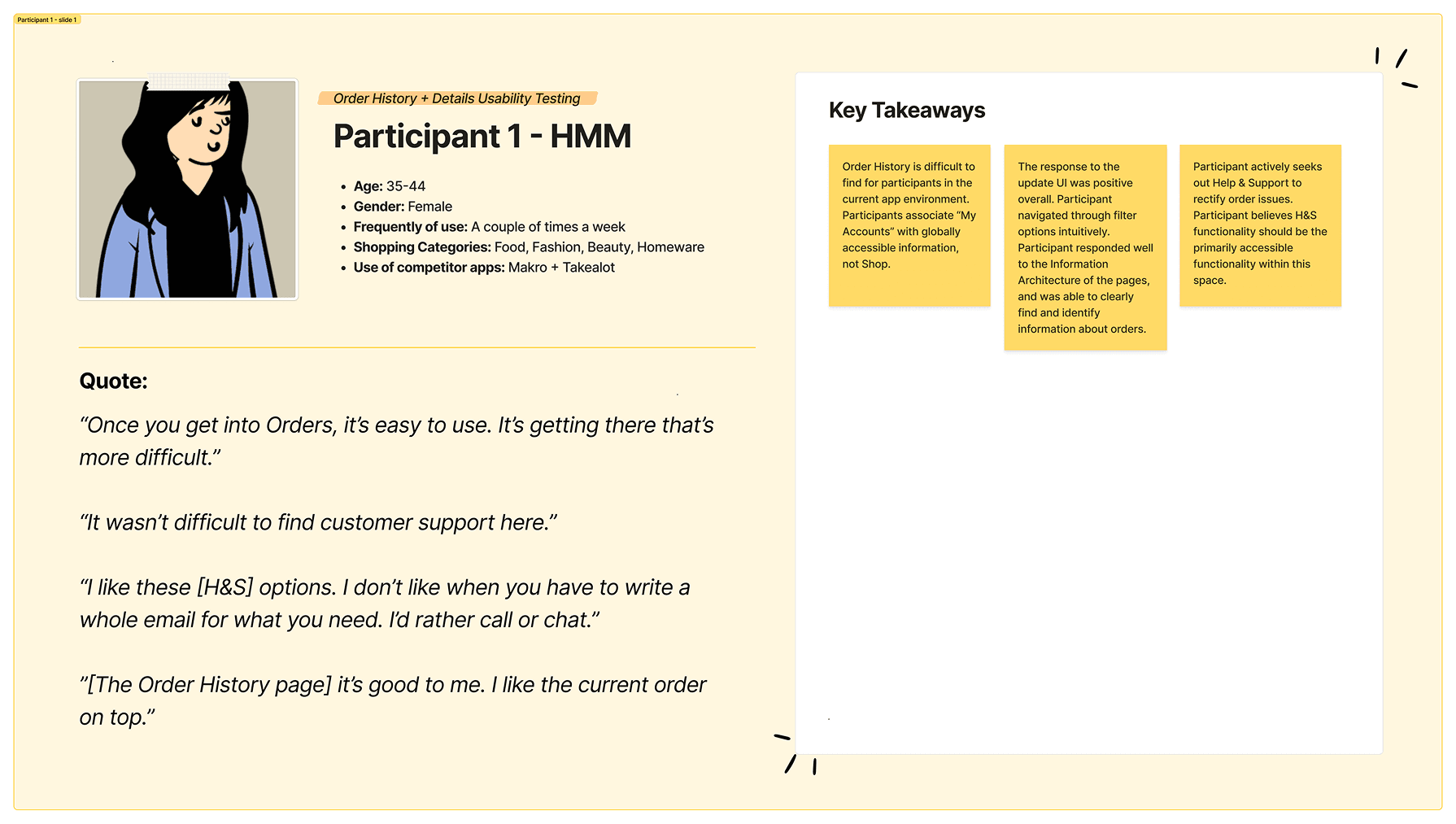 Participant 1 feedback card (FigJam)