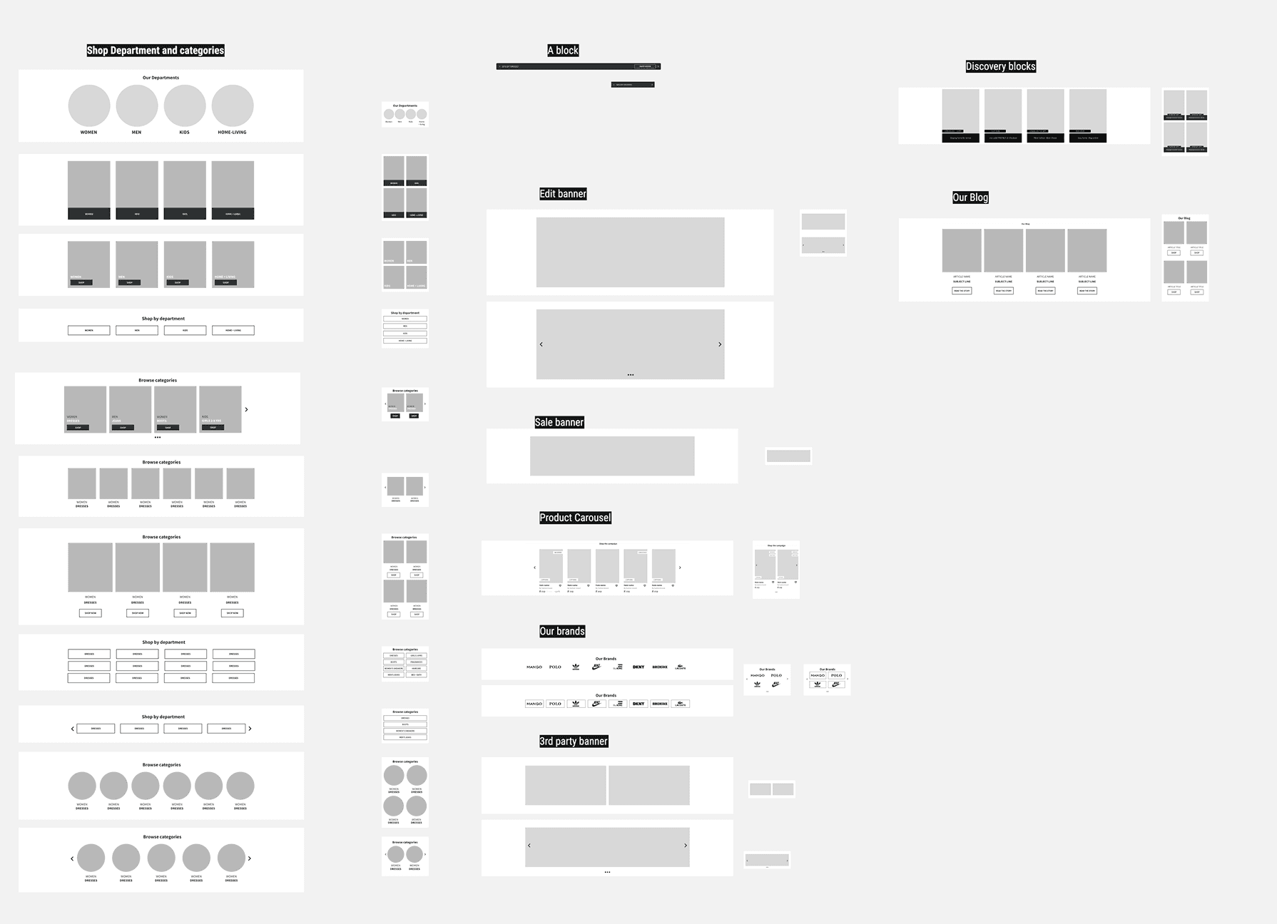 Superbalist homepage wireframe component library